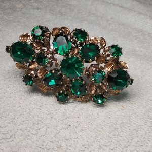 Vintage Austrian Emerald Green Brooch/ Pin.